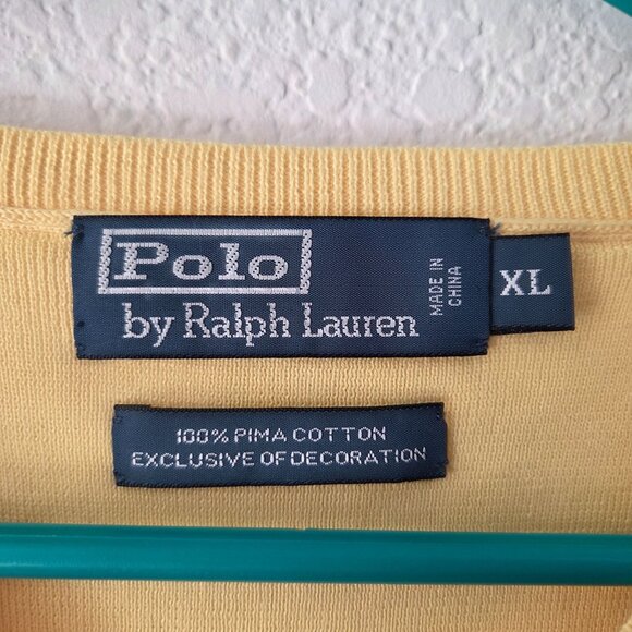 Polo Ralph Lauren Mens XL Yellow V-Neck Sleeveless Sweater Vest 100% Pima Cotton - Picture 3 of 8